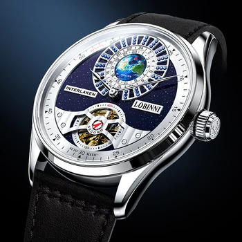 LOBINNI 2021 Naujas Prabangus Top Brand Vyrai Laikrodžiai su Sapphire Kristalas Skeletas Automatinis Mechaninis laikrodis Vyrams Relogio Masculino