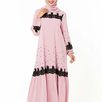 Musulmonų Dubajus Arabų, Artimųjų Rytų Didelio Dydžio Moterų Suknelė Rožinės spalvos Fashionful Išsiuvinėti Musulmonų Suknelė Zawalcowany Abaja Kaftan Jilbab