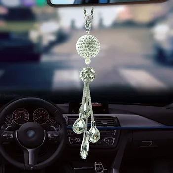 Automobilių pakabos, galinio vaizdo veidrodėliai metalo montuojamas krištolo rutulį interjero naudojami dekoratyviniai vandens apdailos priedai mielas moterų auto