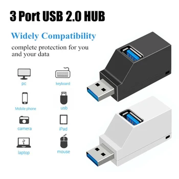 Mini USB 3.0 1Pc 3 Port USB Hub Didelės Spartos Hub Darbalaukio Nešiojamų Multi Splitter Lauke Plėtra Adapteriu KOMPIUTERIO Nešiojamas kompiuteris