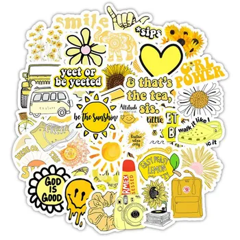 10/30/50PCS animacinių filmų geltonos gėlės mažų šviežių mobilųjį telefoną, kompiuterį, vandens puodelį vandeniui grafiti lipdukas apdaila didmeninė