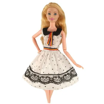 Balta Juoda Polka Lėlės Drabužius Barbie Drabužių Komplektus Princesė Suknelė Šalis Suknelė Kostiumas 1/6 BJD Doll Priedai Vaikas 