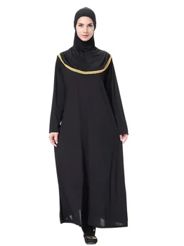 Ramadanas Musulmonų Maldos drabužiu Abaja Suknelė Moterims Juoda ilgomis Rankovėmis Big Swing-line Maxi Suknelės su hijab Islamo Burka Kaftan