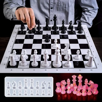 2vnt/komplektas Tarptautinės Šachmatų su Šachmatų Lenta Silikono Pelėsių, UV Expoxy Dervos Pelėsių 
