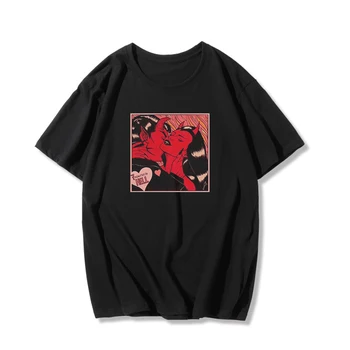 Minučių į Pragarą Grafinis Tee Šėtonas Pragarą Horries Serija T-shirt 70 Derliaus Hip-Hop Goth Unisex Wome Harajuku streetwear T-shirt