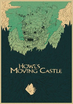 Howl movings pilis populiarus anime šeimos sienos meno apdailos senas retro stiliaus sienų lipdukai kraftpopieris plakatas vaikų kambarys A5
