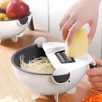 Daugiafunkcis Daržovių Cutter su Nutekėjimo Krepšelį Magija Pasukti Colander Daržovių Nešiojamų Slicer Chopper Tarka Virtuvės Įrankis