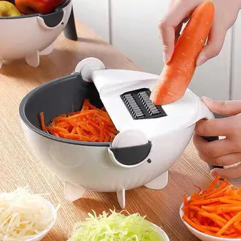 Daugiafunkcis Daržovių Cutter su Nutekėjimo Krepšelį Magija Pasukti Colander Daržovių Nešiojamų Slicer Chopper Tarka Virtuvės Įrankis