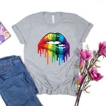 LGBTQ Marškinėliai LGBTQ Vėliavos Varva Lūpų Marškinėliai Lyčių Lygybės Tees Gėjų Marškinėlius Lesbiečių, Biseksualų Tees Viršūnės