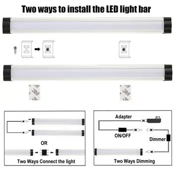 LED Juostelė 3p/set 110-240V SMD2835 šiltai balta/balta, 0,3 M*3W ES/JAV su nuotolinio valdymo (Naudoti mygtuką baterijos) pritemdomi baras šviesos