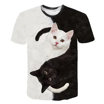 Mados T-shirt Vyrams Ir Moterims, Dvi Kates Spausdinti Tee Vasaros Lady Trumpas Rankovės Marškinėliai 3D T-Shirt Viršų Moteriška T-Marškinėliai S-6XL
