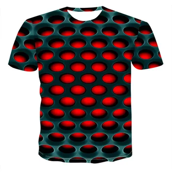 Vasaros Plius Dydis Vyrų T-shirt Įdomių Geometrinių Aikštėje Apskrito Spausdinti Marškinėliai trumpomis Rankovėmis Mados Harajuku O-kaklo Laisvi Marškinėliai