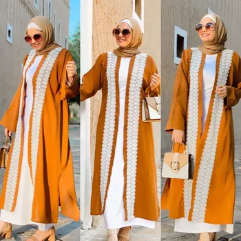 Ramadanas Eid Atidaryti Abaja Kimono Dubajus Kaftan Musulmonų Cardigan Abayas Suknelės Moterims Atsitiktinis Skraiste Femme Caftan Islamas Drabužius F2850