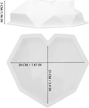 Balta Geometrinis Širdies Formos Silikono Formos Tortas Putėsiai Pelėsių Virtuvė 