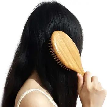 Premium Medinis Plaukų Šepetys Bambuko Pagerinti Plaukų Augimą Medienos hairbrush Išvengti Plaukų Slinkimas, Šukos Bambuko Šukų Dantys D50