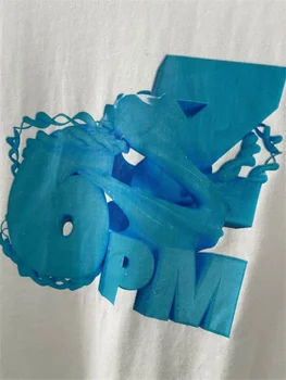 Negabaritinių Sunkiųjų Audinio 6PM 6PMSEASON T-shirt Vyrai Moterys 1:1, Geriausias Kokybės Marškinėliai Blue 3D laišką LOGOTIPO spausdinimo Viršūnes Tee