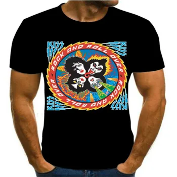 Unisex roko grupės kiss atspausdintas T-shirt, populiarus T-shirt, 3D hip-hop dizainas, vasaros T-shirt, neutralus T-shirt, naujas 2020 m.