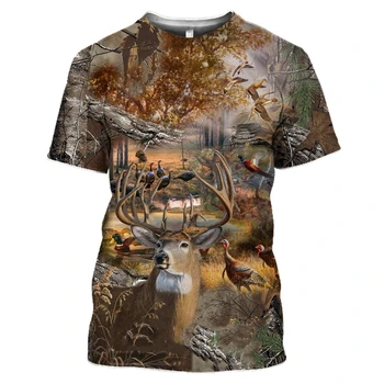 2021 naujų ir įdomių moterų streetwear viršuje šernas, T-marškinėliai, vyriški džiunglių gyvūnų, laukinių ančių 3D spausdinimo medžioklės nendrių camoufla