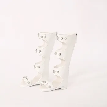 BJD Doll Batai tinka 1/4 SD dydžio stilingas kniedės sandalai asmeninį ilgi odiniai batai klasikiniai balti butas batai
