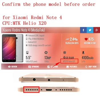 Už Xiaomi Redmi 4 Pastaba MTK LCD Ekranas Jutiklinis Ekranas skaitmeninis keitiklis su Rėmo Surinkimo Redmi Note4 LCD Ekrano Remontas, Atsarginės Dalys