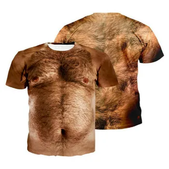 2021 naujas 3d T-shirt vyrams vasaros trumparankoviai raumenų, krūtinės plaukų spausdinimo juokingi marškinėliai funny monkey face T-shirt
