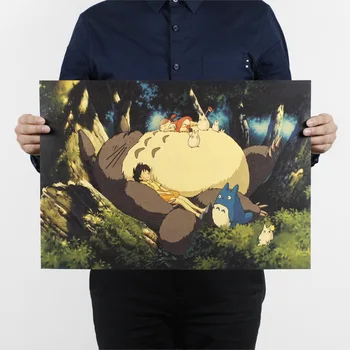 Hayao Miyazaki Komiksų Animacinį Filmą / Classic Totoro D / Kraft Paper / Kavinė Baras Retro Plakato, Dekoratyvinis Dažymas 51x35.5cm