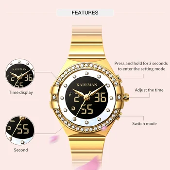 KADEMAN Naujų Moterų, Prabangos Prekės ženklo Žiūrėti Paprastas Kvarcas Lady Vandeniui Laikrodis Moterų Mados Atsitiktinis Laikrodžiai Laikrodis reloj mujer