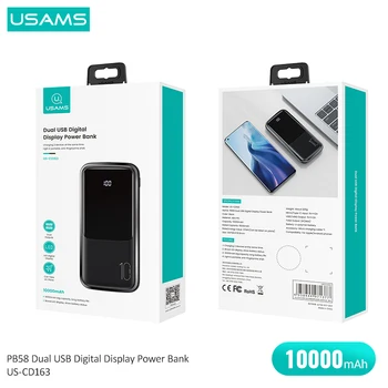USAMS 10000mAh Galia Banko Dual USB Powerbank Už Xiaomi mi / 