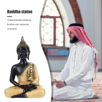 Buda Dhyana Mudra Medituojant Sėdi Statula Dervos Amatų Stalo Ornamentas Budizmas Budos Statula Rankų Darbo Statulėlės