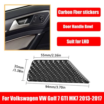 4Pcs Anglies Pluošto Automobilio Salono Durų Rankena Apačioje Dubenėlį, Padengti Lipdukas Volkswagen VW Golf 7 GTI MK7-2019 Priedai