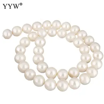 Baltos spalvos 10-11mm Gamtos Perlas 15.7 colių Dirbtiniu būdu išauginti Bulvių Gėlavandenių Perlų Karoliukai, Aukštos Kokybės Perlų Karoliukus, Moterų Papuošalai Priėmimo