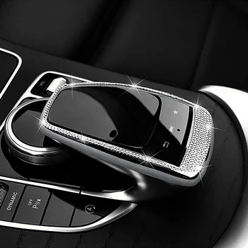 Bling Kristalų Interjero Žiniasklaidos Kontrolės Emblema Padengti Mercedes Benz E300L C200L C180L E C Klasės GLC W205 W213