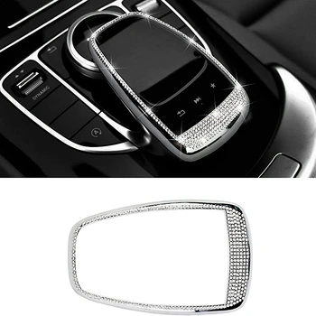 Bling Kristalų Interjero Žiniasklaidos Kontrolės Emblema Padengti Mercedes Benz E300L C200L C180L E C Klasės GLC W205 W213