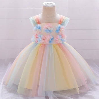 2021 Žiemos Spalvinga Tutu Suknelė 1 Gimtadienius Suknelė Baby Girl Drabužiai Bamblys Krikštynos Princesė Šaliai, Suknelės, Gėlių mergaičių