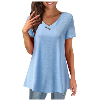 Womail T-shirt moteris tshirts negabaritinių marškinėliai mergaitėms derlius t Moterų Atsitiktinis Trumpas Rankovės Marškinėliai V-Kaklo formos dugną Palaidinės Tunika Viršūnes