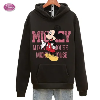 Poleron Disney Anime Negabaritinių Mickey Mouse Hoodie Moterų Palaidinukė Storas Šiltas 90s Estetinės Sudaderas Con Capucha Rudenį, Žiemą