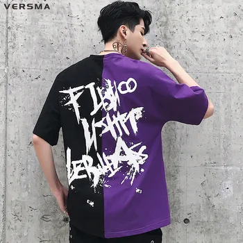 VERSMA korėjos Ulzzang Harajuku Grafiti Spausdinti Kratinys T-shirt Vyrams Vasaros Hip-Hop Streetwear Negabaritinių Marškinėliai Vyrams Dropshipping
