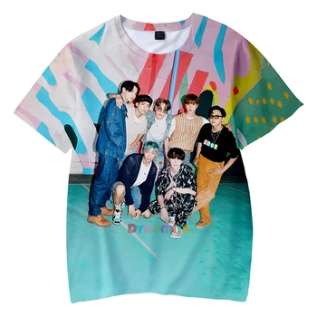 Naujas korėjiečių K POP KPop Dinamito 3D Kpop Marškinėliai Vyrams/moterims, Hip-Hop K-pop Marškinėlius Moterų Harajuku Streetwear 3D Vaikas Tee Marškinėliai Femme