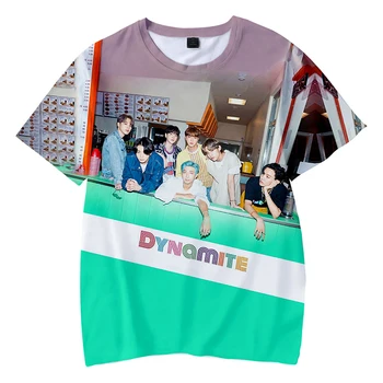 Naujas korėjiečių K POP KPop Dinamito 3D Kpop Marškinėliai Vyrams/moterims, Hip-Hop K-pop Marškinėlius Moterų Harajuku Streetwear 3D Vaikas Tee Marškinėliai Femme