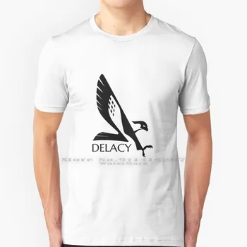 Faulcon Delacy ( Juoda ) Marškinėliai Grynos Medvilnės Elito Pavojingų Elito Faulcon Delacy Logotipą, Įmonės Logotipu Falcon Paukščių Delacy