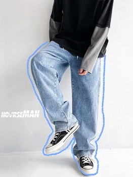 Džinsai, vyriški didelis dydis mados prekės ženklo universalus atsitiktinis kelnės korėjos tiesios kojos kelnės streetwear pigūs drabužiai dėvėti kinija
