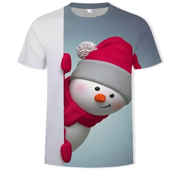 Kalėdų tema sniego vasaros vyriški ir moteriški marškinėliai street asmenybė O-kaklo trumparankoviai negabaritinių marškinėliai, 3D spausdinimas