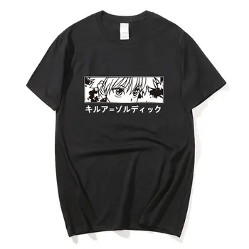 Vyrų Marškinėlius HXH Killua Zoldyck Marškinėliai trumpomis Rankovėmis, Grynos Medvilnės, Anime, Manga Tee Apvalios Kaklo Laisvalaikio Hunter x Hunter T-shirt