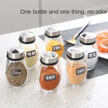 Tingus virtuvės prieskonių butelis gali pasukimo bazės prieskonių butelis 7 vienetų rinkinys, virtuvės prieskonių derinys gali nustatyti spice rack