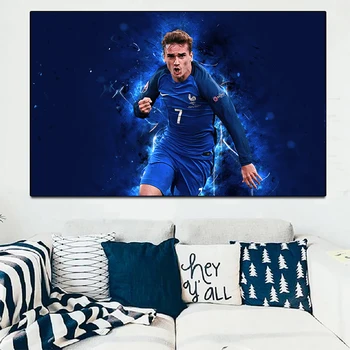 Griezmann Plakatai ir Spausdina Prancūzijos Futbolo Žaidėjas, Drobė, Tapyba, Modernus Sienos Nuotrauka už Kambarį Namo Apdaila