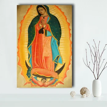 Drobė Plakatas Šilko Audinys OUR LADY OF GUADALUPE PLAKATAS Mergelės Marijos Katalikų Piktogramą Plakatas Atspausdintas Namų Dekoro#190114s04