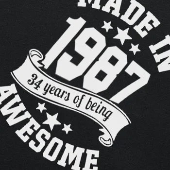 Pagamintas 1987 M. 34 Metų Nuostabus Gimtadienis T-Shirt Mens Trumpomis Rankovėmis, Negabaritinių Streetwear Hip-Hop Spausdinami T Marškinėliai Viršuje Tees