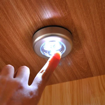 3 LED Baterija Belaidžio Naktį Šviesos Stick Bakstelėkite Palieskite Stumti Saugumo Spinta Spintelė Virtuvės Sienos Lempos
