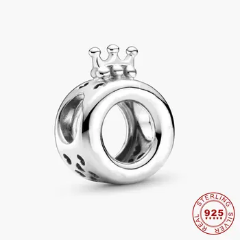 Autentiškas 925 Sterlingas Sidabro Logo & Crown O Žavesio tinka Originalus Sidabro Gyvatė Apyrankė arba Karoliai Parašas Serija Papuošalai