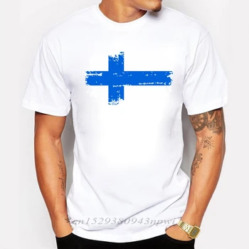 Suomijos Nacionalinės Vėliavos Atspausdinta Tee Marškinėliai Trumpas marškinėliai Nostalgiškas Stiliaus Žvaigždė Žaidėjų Suomija Gerbėjų Nudžiuginti Tshirts Vyrų Vasara